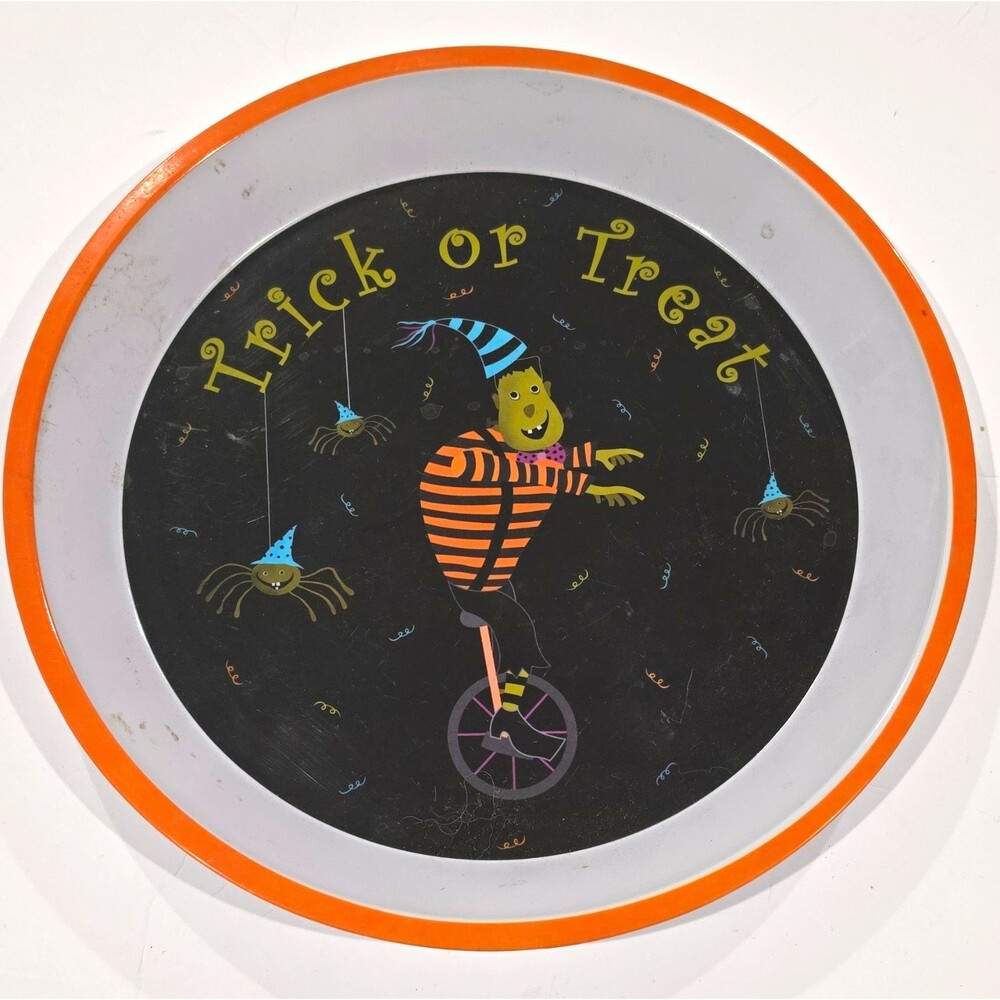Greenbrier International Halloween Trick or Treat Round Serving Tray 11.75in